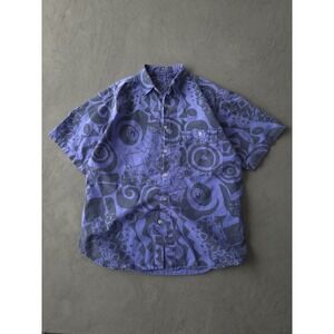 Vintage 1980s Deluxe Clothing Co. Purple Overdyed Short Sleeve Button-Up Shirt S